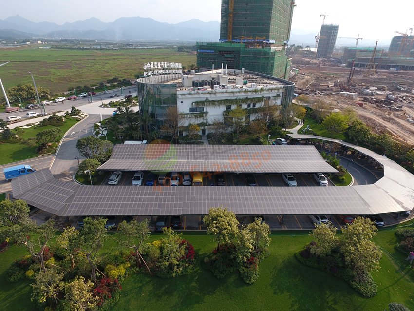 惠州碧桂圆潼湖科技小镇产业发展中心205.56KW太阳能光伏发电项目-车棚图