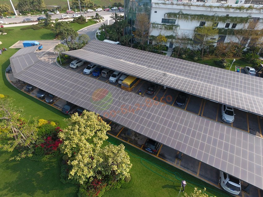 惠州碧桂圆潼湖科技小镇产业发展中心205.56KW太阳能光伏发电项目-车棚图
