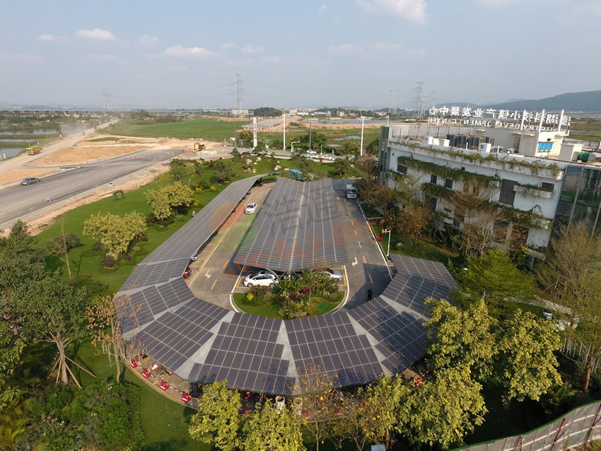 惠州碧桂圆潼湖科技小镇产业发展中心205.56KW太阳能光伏发电项目-车棚图
