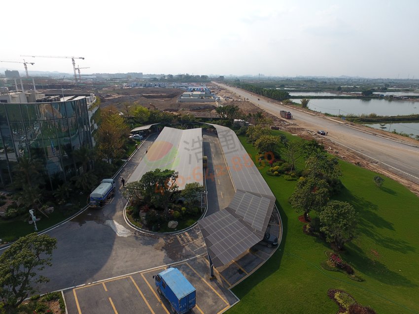 惠州碧桂圆潼湖科技小镇产业发展中心205.56KW太阳能光伏发电项目-车棚图